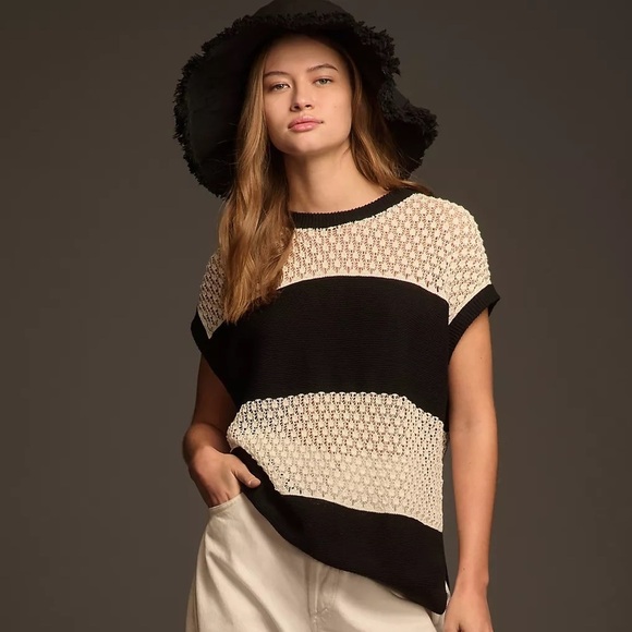 NWT Maeve Open-Stitch Mesh Sweater Vest - Picture 3 of 3